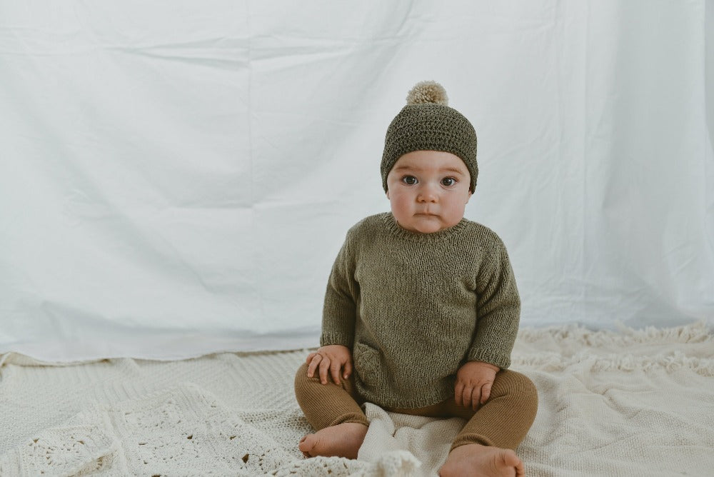 Organic cotton baby bobble hat